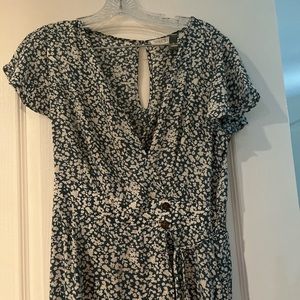 Casual midi faux wrap dress